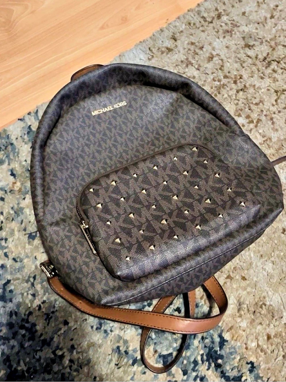 Michael Kors Rhea Medium Studded MK Signature Logo Backpack